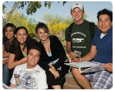 Australian students socializing on campus